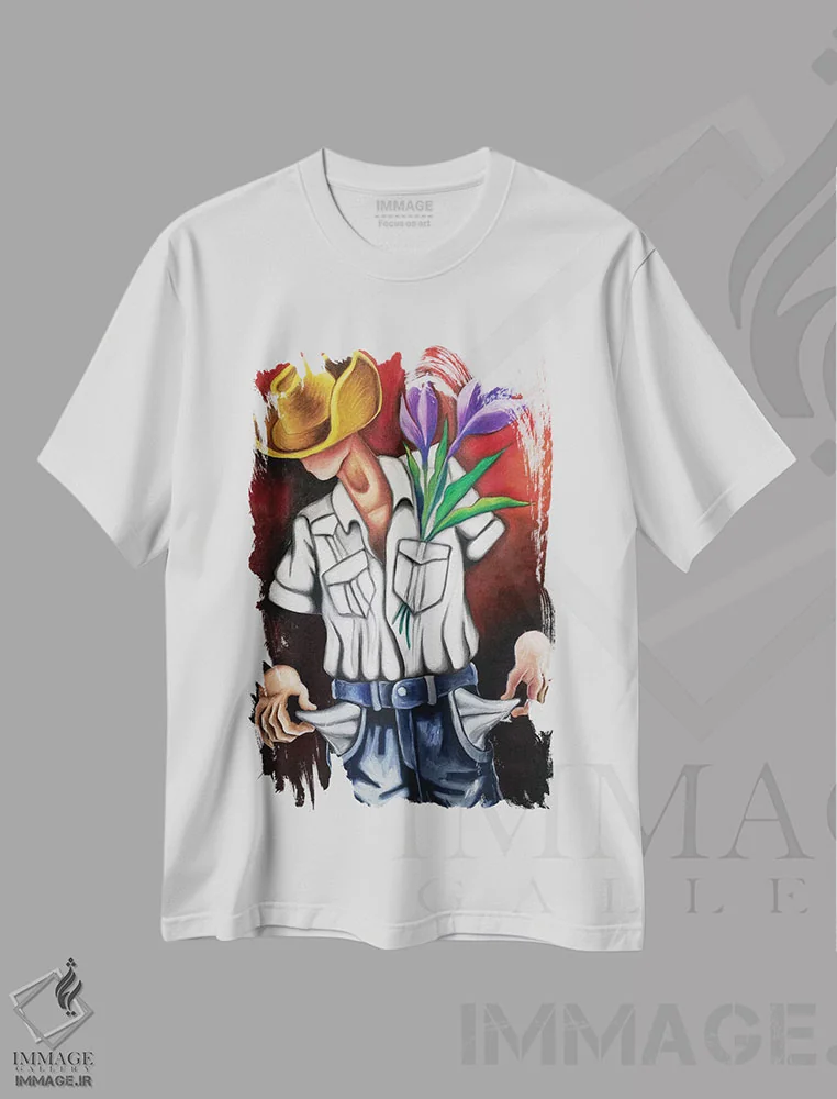 تیشرت سفید طرح دار تنها عشق برای دادن، هنر فاخر معاصر اثر دیکسی میگز | immage.ir