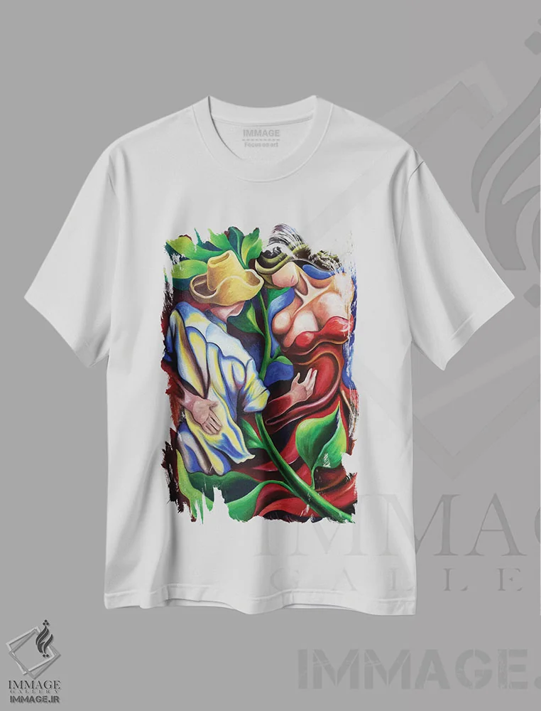 تیشرت سفید طرح دار رقصیدن در روستا، هنر فاخر معاصر اثر دیکسی میگز | immage.ir
