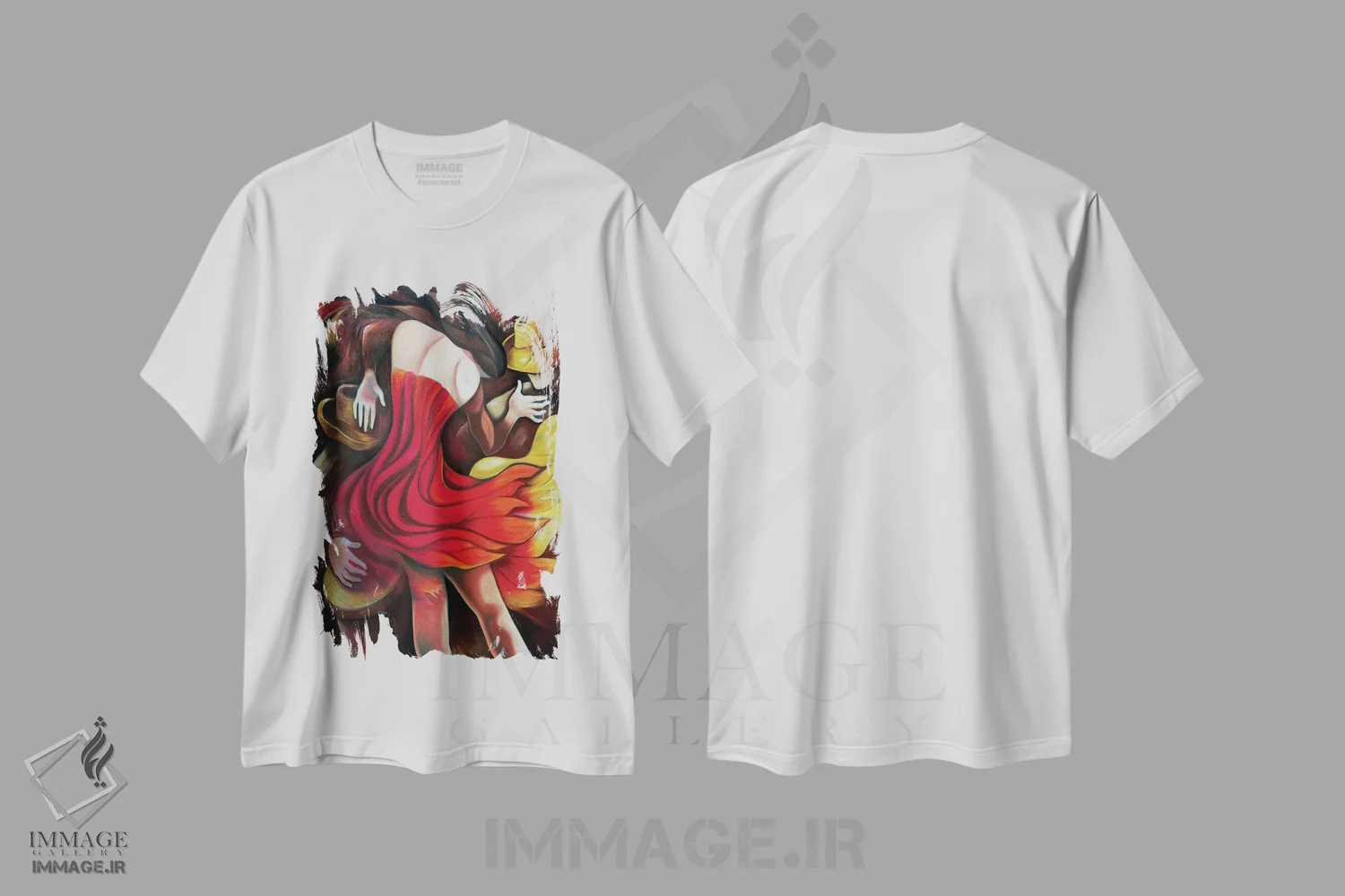 تیشرت سفید طرح دار رومبای آتشین، هنر فاخر معاصر اثر دیکسی میگز | immage.ir