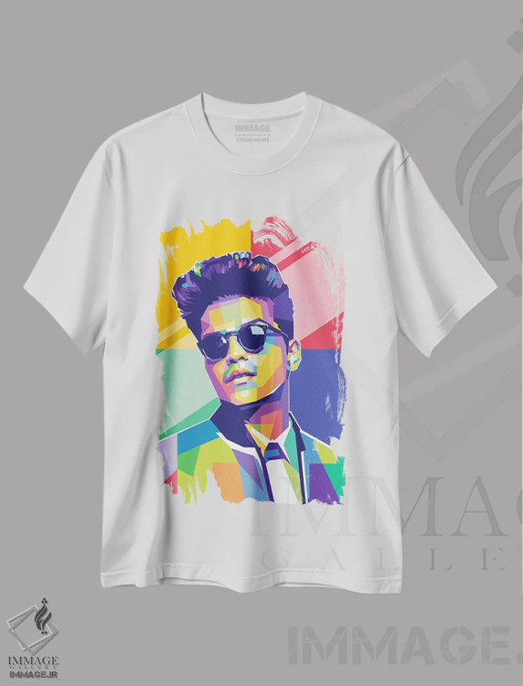 تیشرت سفید طرح دار برونو مارس، هنر آمریکایی آفریقایی تبار اثر دایات بانگای | immage.ir