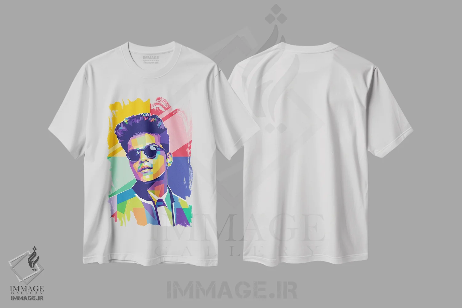تیشرت سفید طرح دار برونو مارس، هنر آمریکایی آفریقایی تبار اثر دایات بانگای | immage.ir