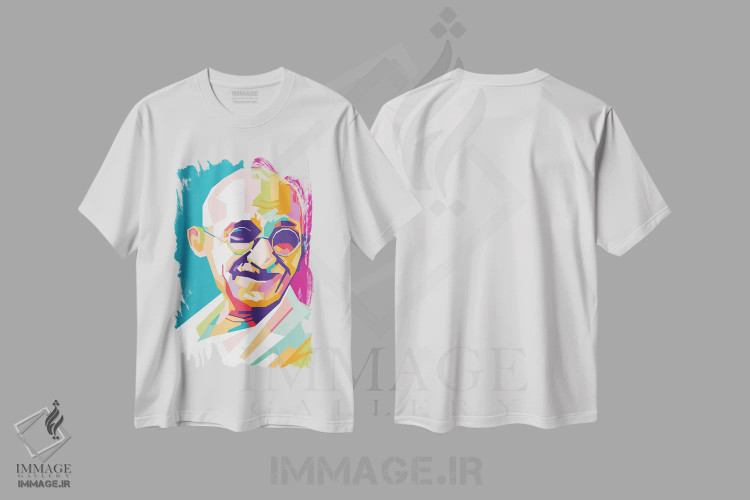 تیشرت سفید طرح دار مهاتما گاندی، دکور آسیایی اثر دایات بانگای | immage.ir