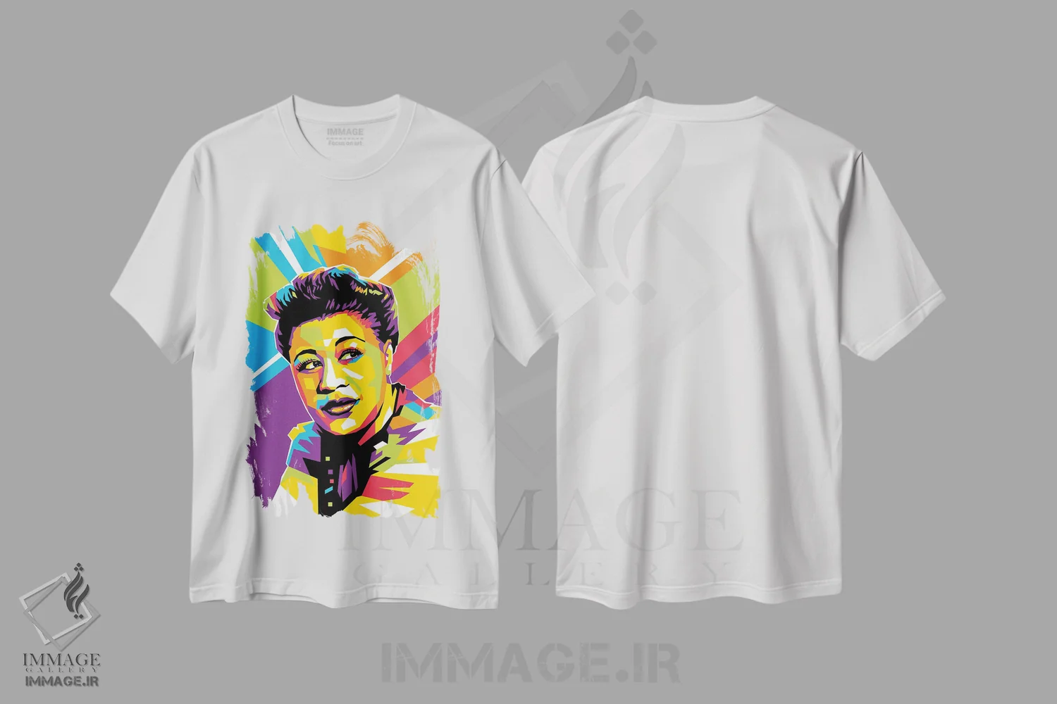 تیشرت سفید طرح دار الا فیتزجرالد، هنر آمریکایی آفریقایی تبار اثر دایات بانگای | فروشگاه ایماژ