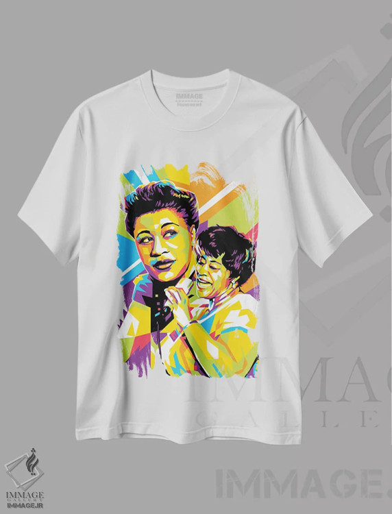 تیشرت سفید طرح دار الا فیتزجرالد ۳، هنر آمریکایی آفریقایی تبار اثر دایات بانگای | immage.ir