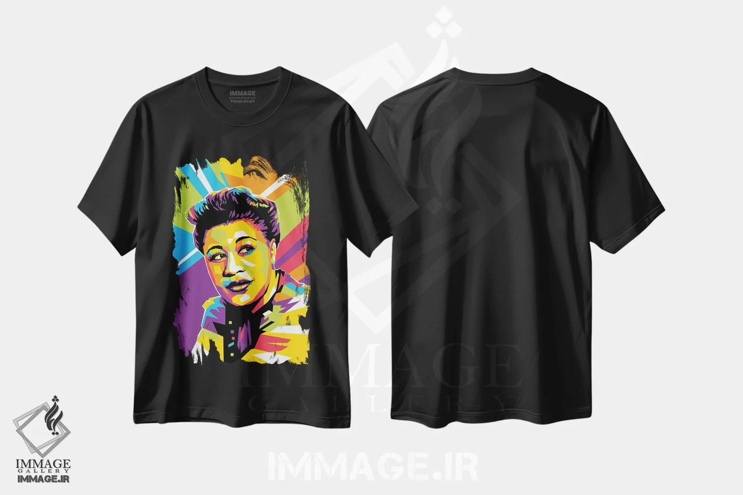 تیشرت مشکی طرح دار الا فیتزجرالد، هنر آمریکایی آفریقایی تبار اثر دایات بانگای | immage.ir