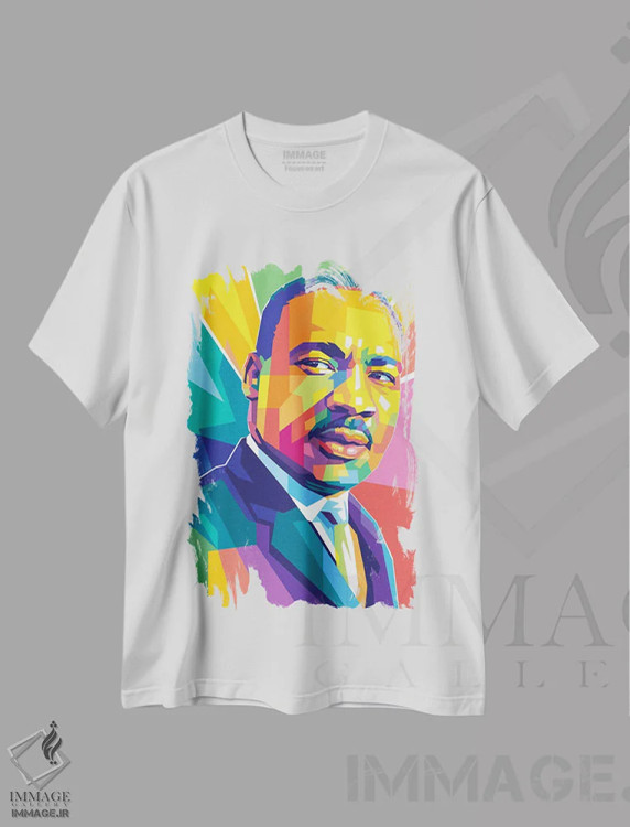 تیشرت سفید طرح دار مارتین لوترکینگ جونیور ۳، هنر آمریکایی آفریقایی تبار اثر دایات بانگای | immage.ir
