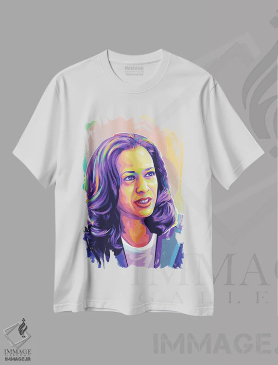 تیشرت سفید طرح دار کامالا هریس ۲، هنر آمریکایی آفریقایی تبار اثر دایات بانگای | immage.ir