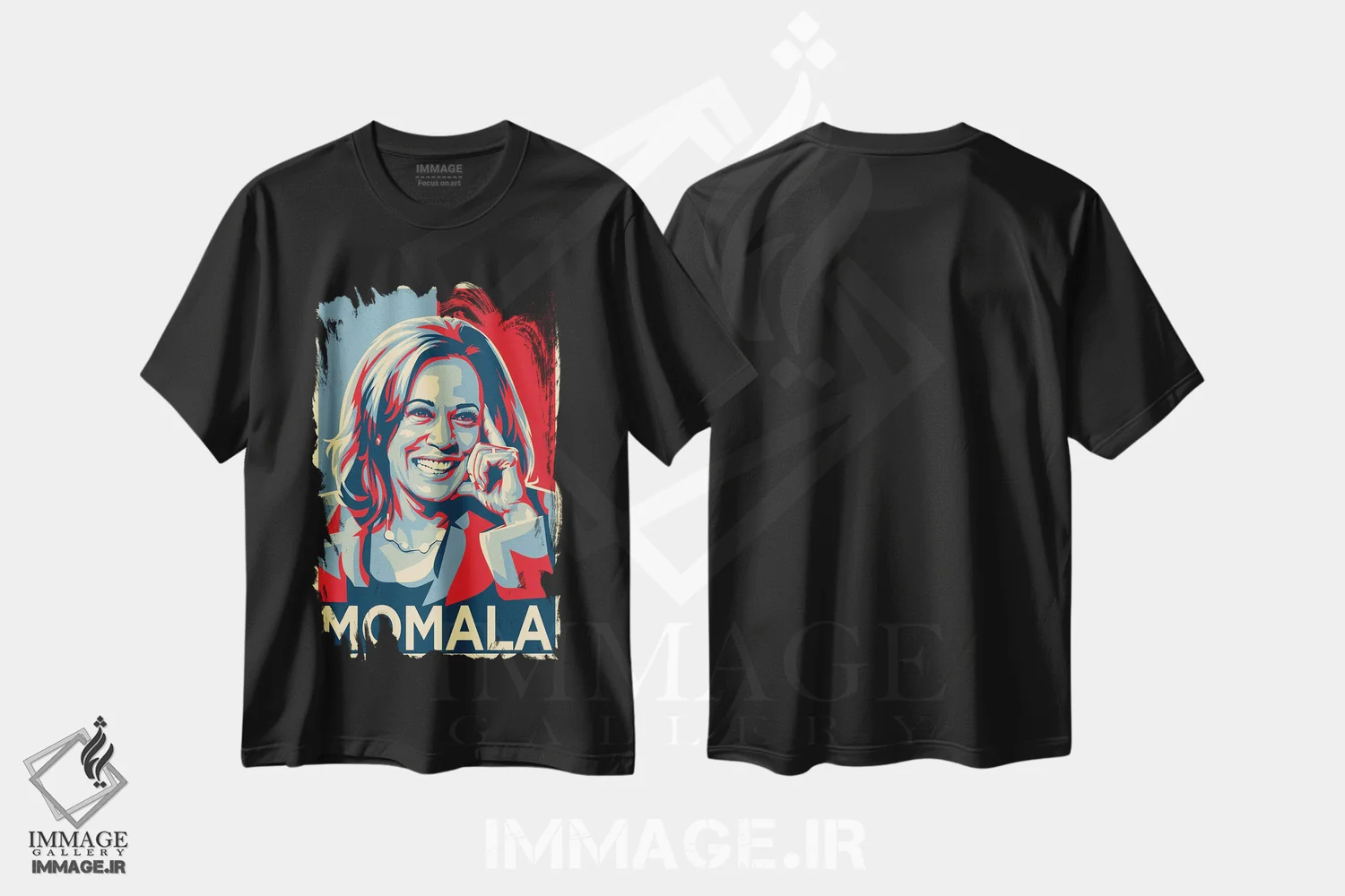 تیشرت مشکی طرح دار کامالا هریس، هنر آمریکایی آفریقایی تبار اثر دایات بانگای | immage.ir