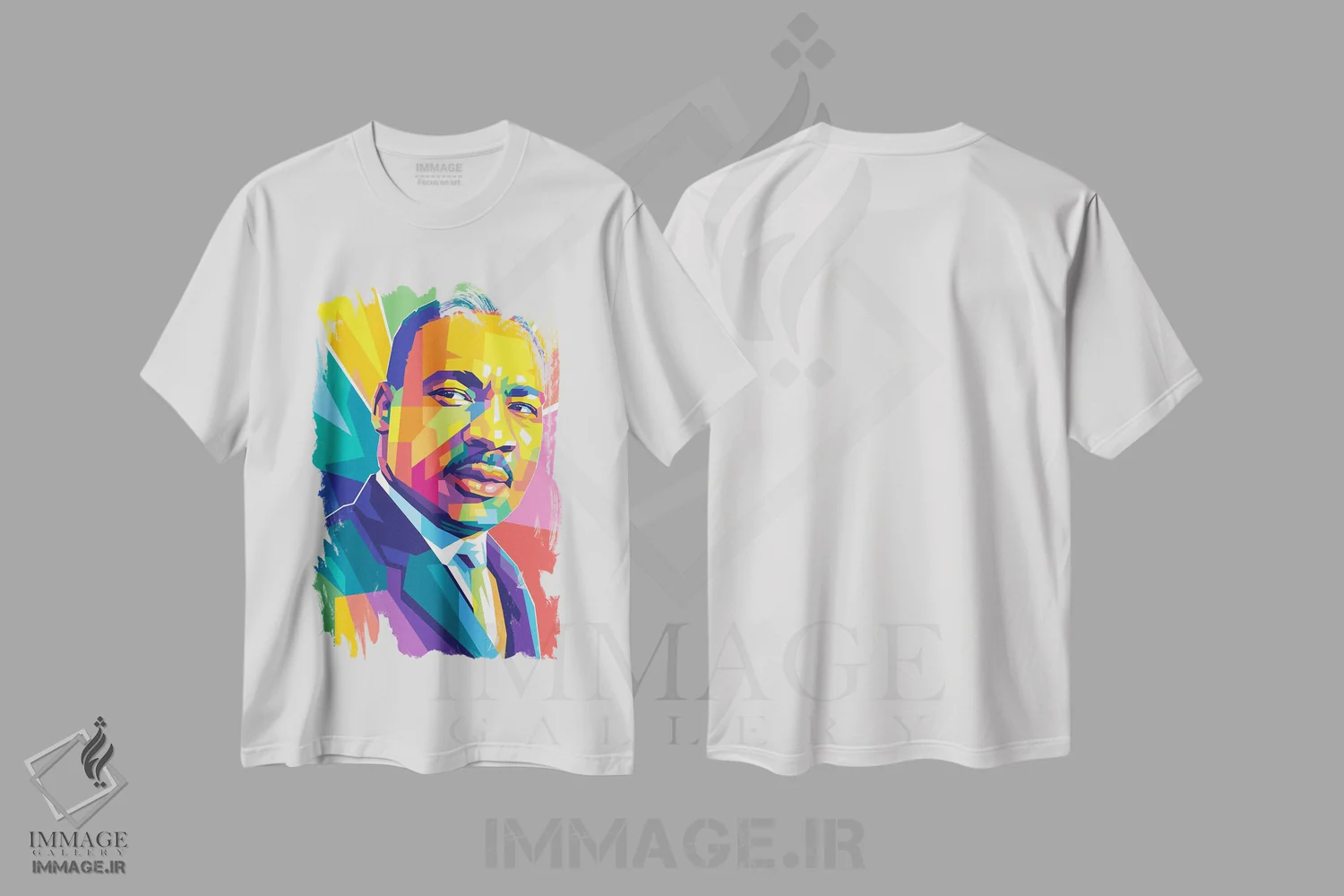 تیشرت سفید طرح دار مارتین لوترکینگ جونیور ۳، هنر آمریکایی آفریقایی تبار اثر دایات بانگای | immage.ir