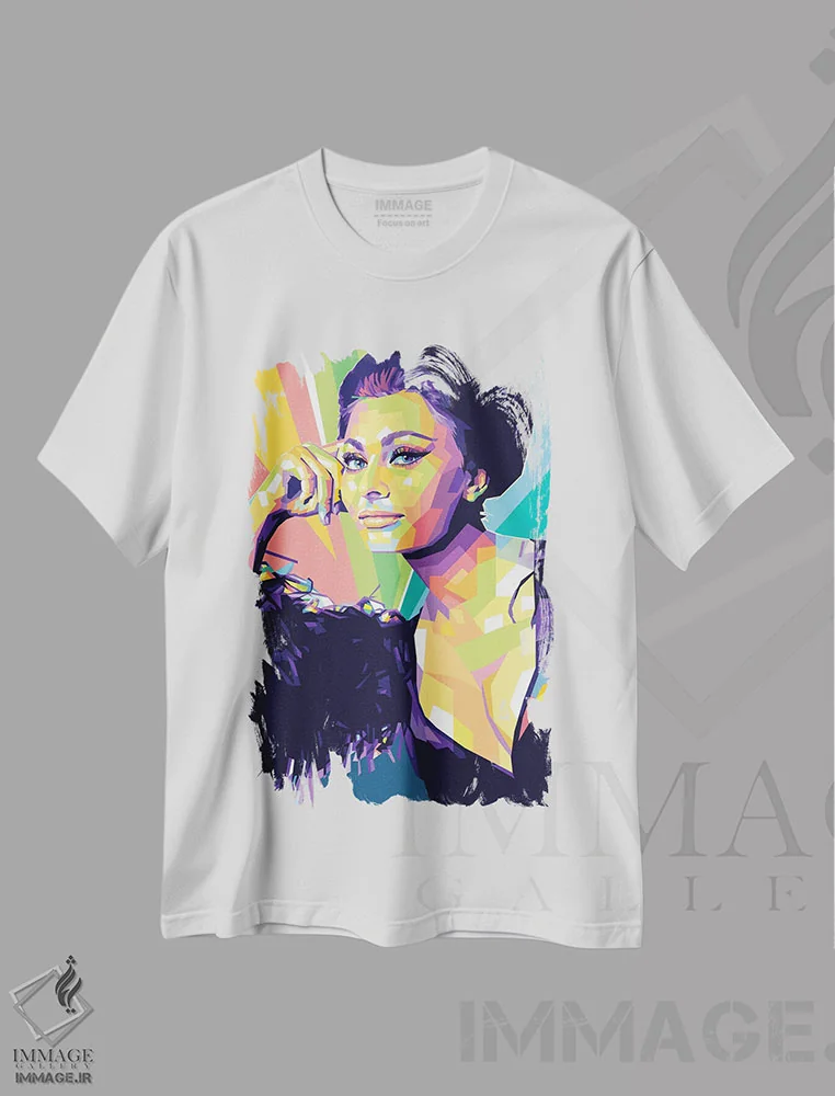 تیشرت سفید طرح دار سوفیا لورن ۲، هنر دیجیتال اثر دایات بانگای | immage.ir