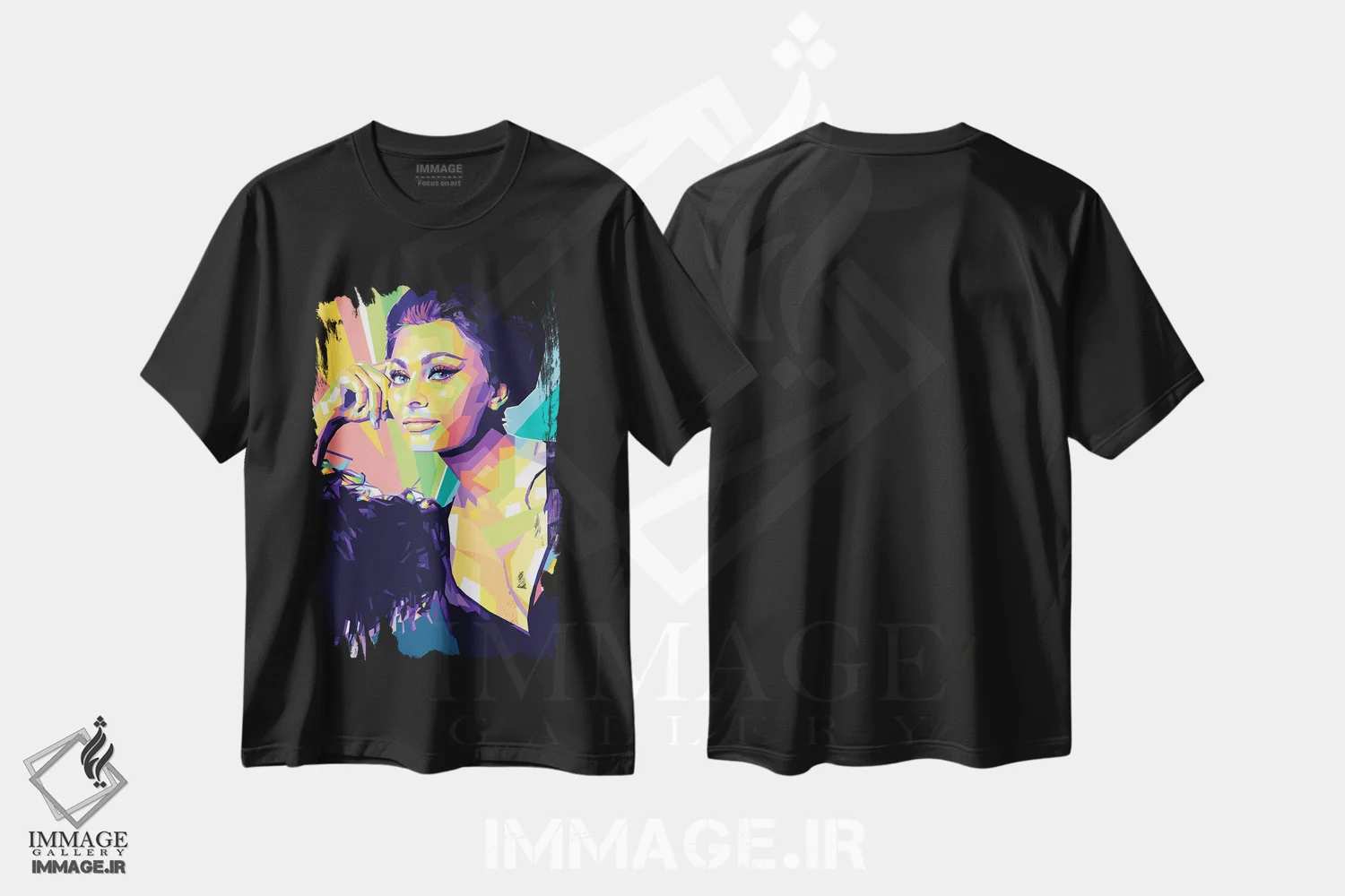 تیشرت مشکی طرح دار سوفیا لورن ۲، هنر دیجیتال اثر دایات بانگای | فروشگاه ایماژ