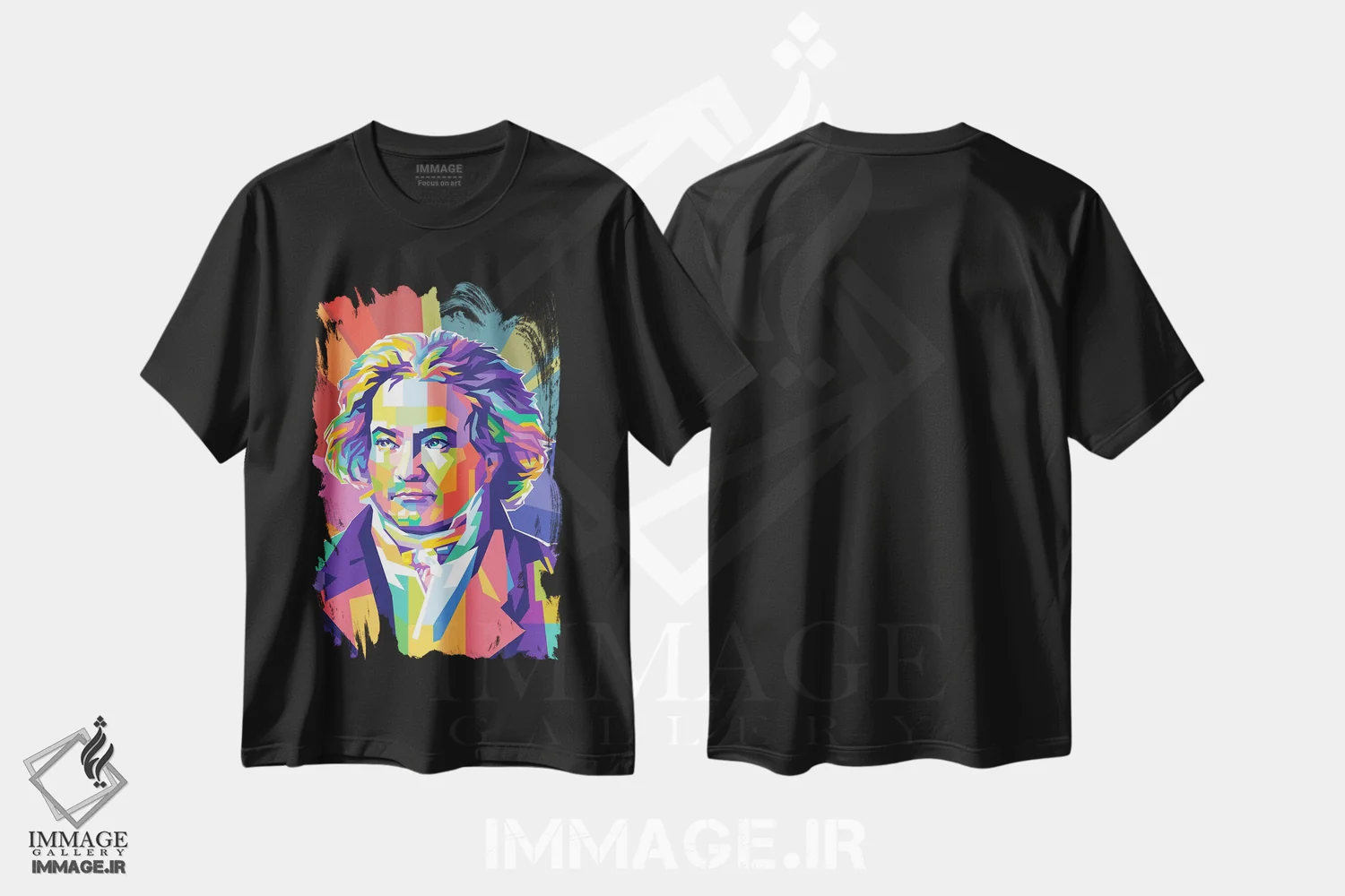 تیشرت مشکی طرح دار لودویگ فان بتهوون، هنر دیجیتال اثر دایات بانگای | فروشگاه ایماژ