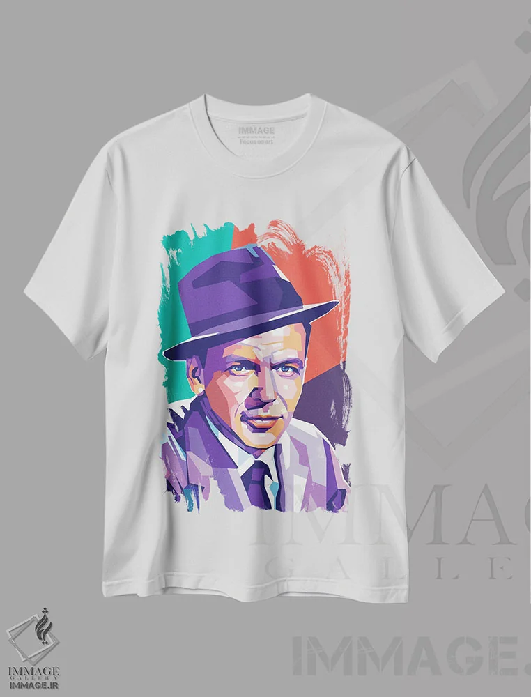 تیشرت سفید طرح دار فرانک سیناترا، هنر دیجیتال اثر دایات بانگای | فروشگاه ایماژ