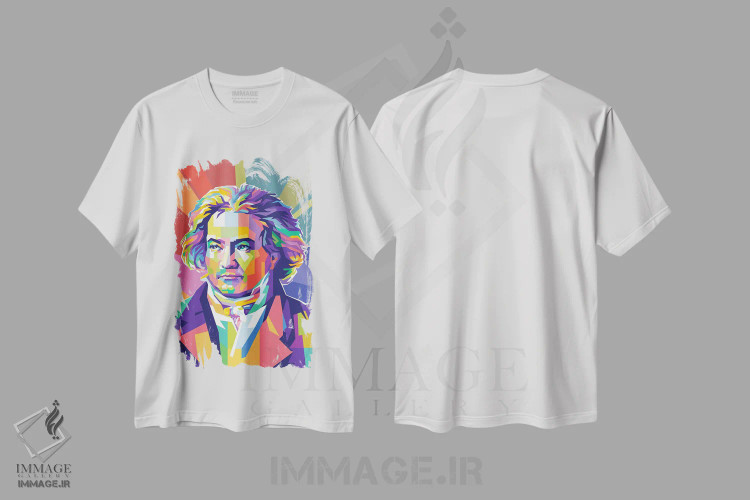 تیشرت سفید طرح دار لودویگ فان بتهوون، هنر دیجیتال اثر دایات بانگای | immage.ir