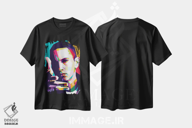 تیشرت مشکی طرح دار امینم، هنر دیجیتال اثر دایات بانگای | فروشگاه ایماژ