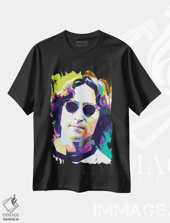 تیشرت مشکی طرح دار جان لنون ۲، هنر دیجیتال اثر دایات بانگای | immage.ir