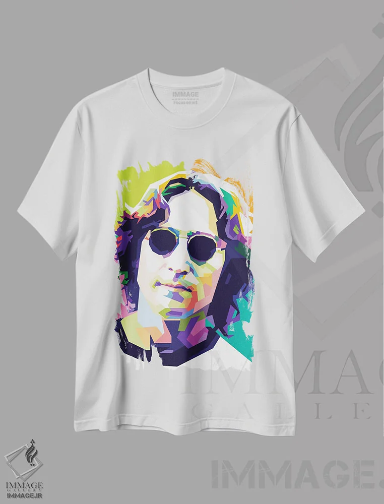 تیشرت سفید طرح دار جان لنون ۲، هنر دیجیتال اثر دایات بانگای | فروشگاه ایماژ