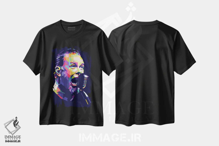 تیشرت مشکی طرح دار جیمز هتفیلد، هنر دیجیتال اثر دایات بانگای | فروشگاه ایماژ