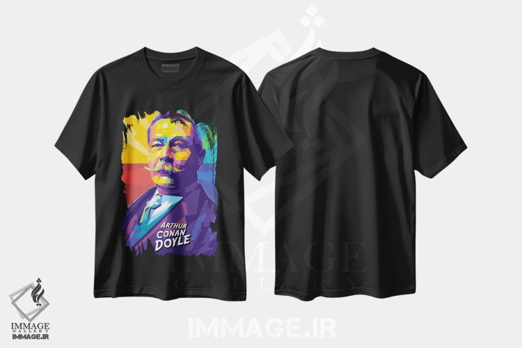تیشرت مشکی طرح دار آرتور کانن دویل، هنر فاخر معاصر اثر دایات بانگای | immage.ir