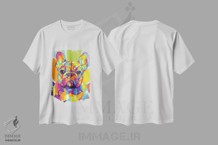 تیشرت سفید طرح دار بولداگ فرانسوی، هنر دیجیتال اثر دایات بانگای | immage.ir