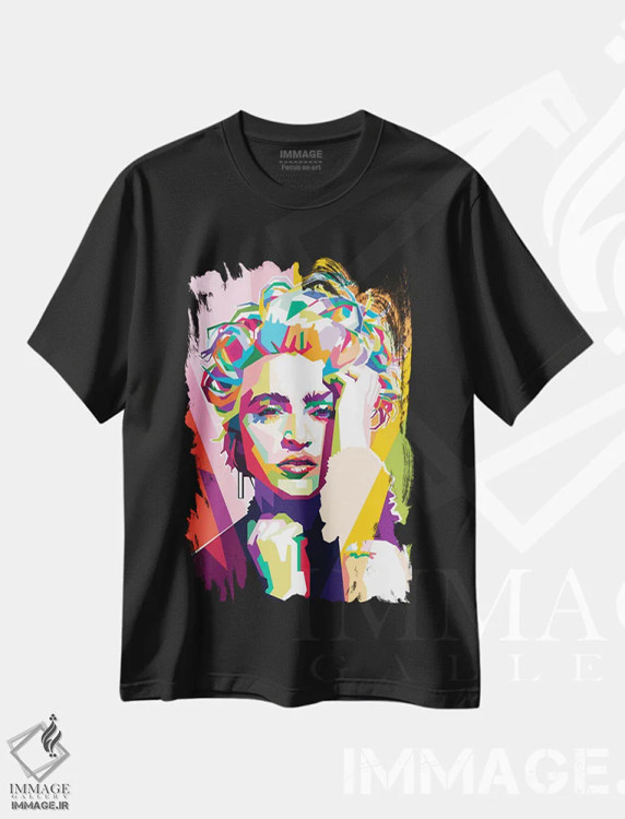 تیشرت مشکی طرح دار مدونا، هنر دیجیتال اثر دایات بانگای | فروشگاه ایماژ