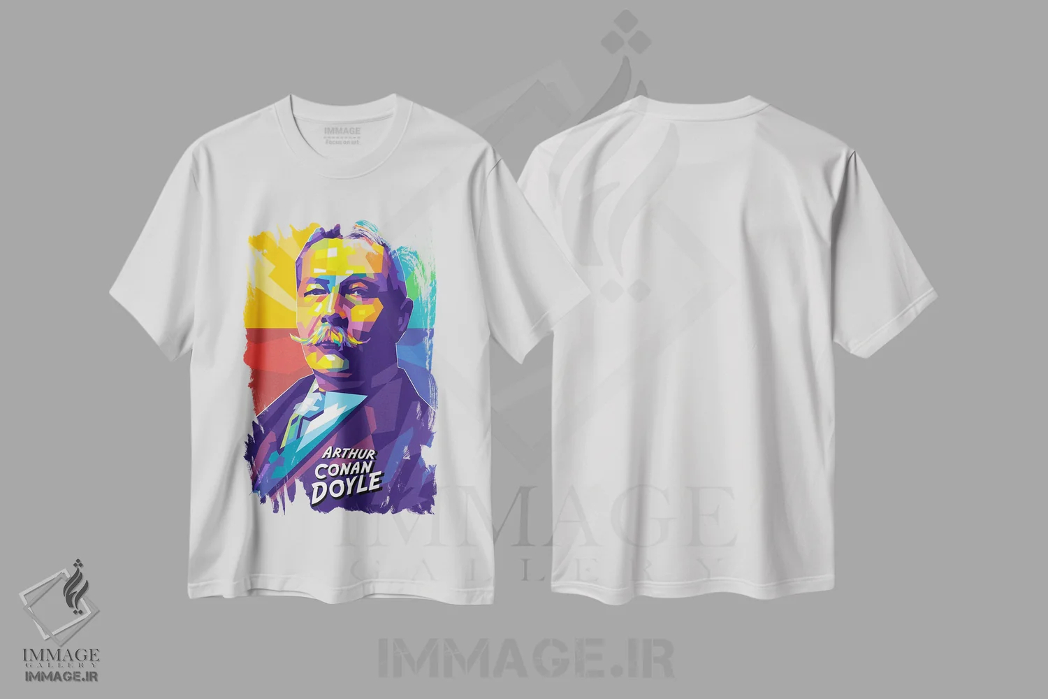 تیشرت سفید طرح دار آرتور کانن دویل، هنر فاخر معاصر اثر دایات بانگای | فروشگاه ایماژ