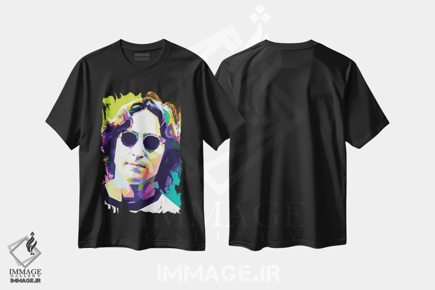 تیشرت مشکی طرح دار جان لنون ۲، هنر دیجیتال اثر دایات بانگای | immage.ir