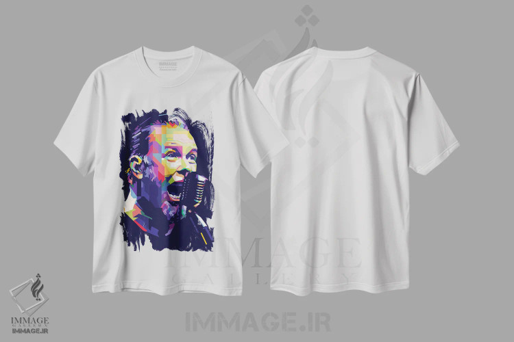 تیشرت سفید طرح دار جیمز هتفیلد، هنر دیجیتال اثر دایات بانگای | immage.ir