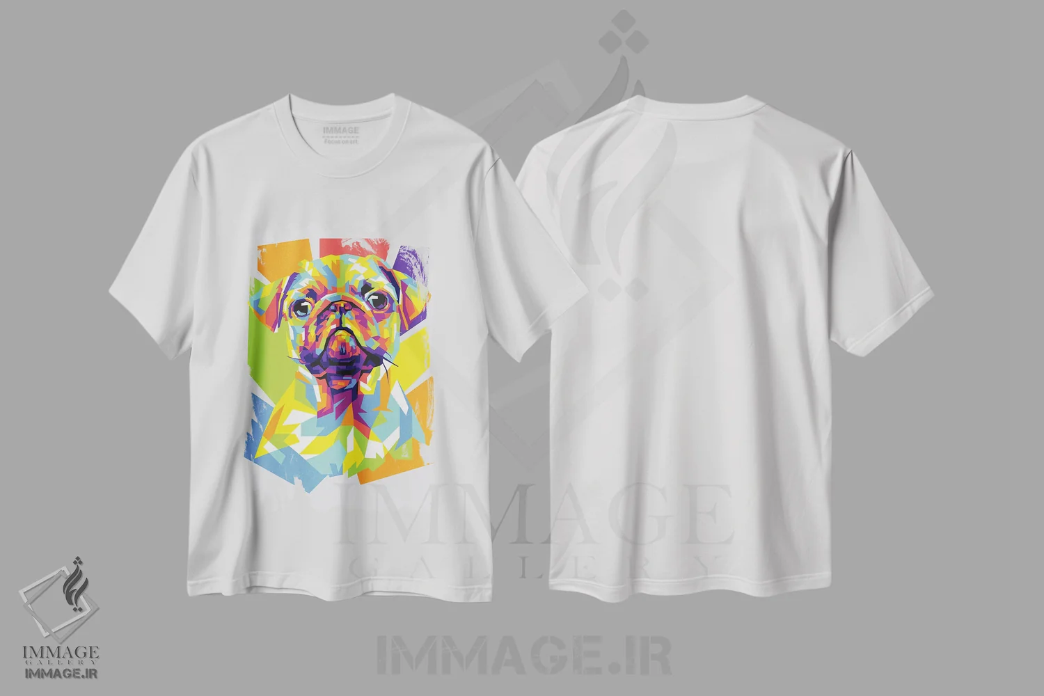 تیشرت سفید طرح دار پاگ، هنر دیجیتال اثر دایات بانگای | فروشگاه ایماژ