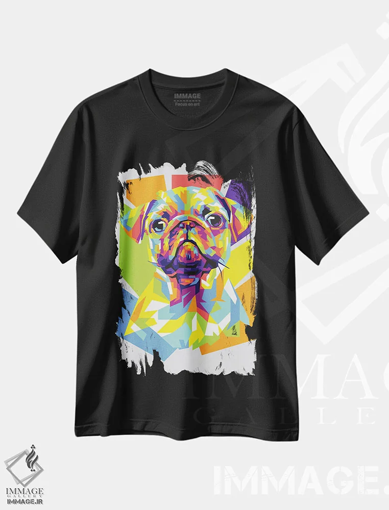 تیشرت مشکی طرح دار پاگ، هنر دیجیتال اثر دایات بانگای | immage.ir