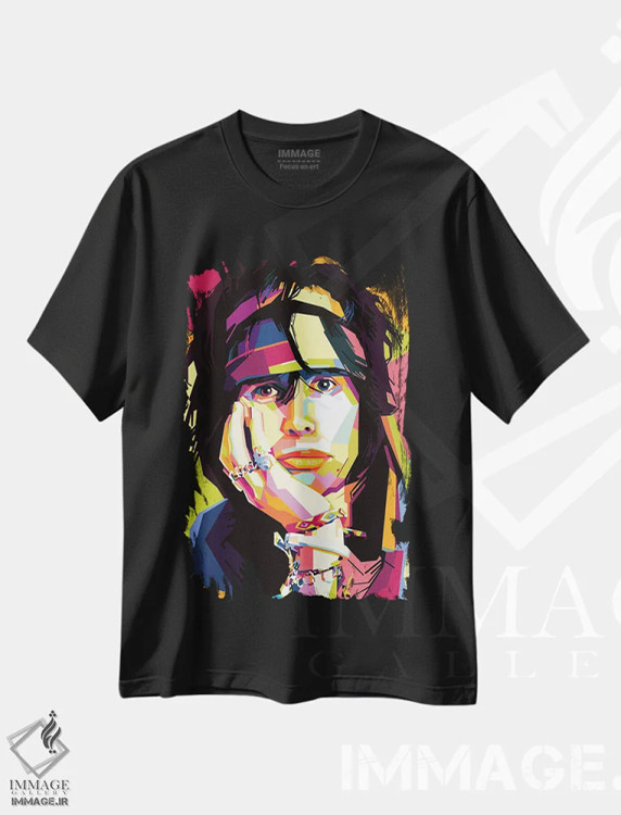 تیشرت مشکی طرح دار استیون تایلر ۱، هنر دیجیتال اثر دایات بانگای | immage.ir