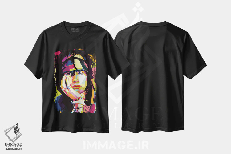 تیشرت مشکی طرح دار استیون تایلر ۱، هنر دیجیتال اثر دایات بانگای | immage.ir