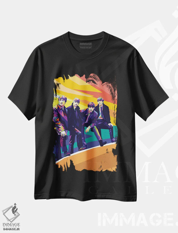 تیشرت مشکی طرح دار بیتلز ۳، هنر دیجیتال اثر دایات بانگای | فروشگاه ایماژ