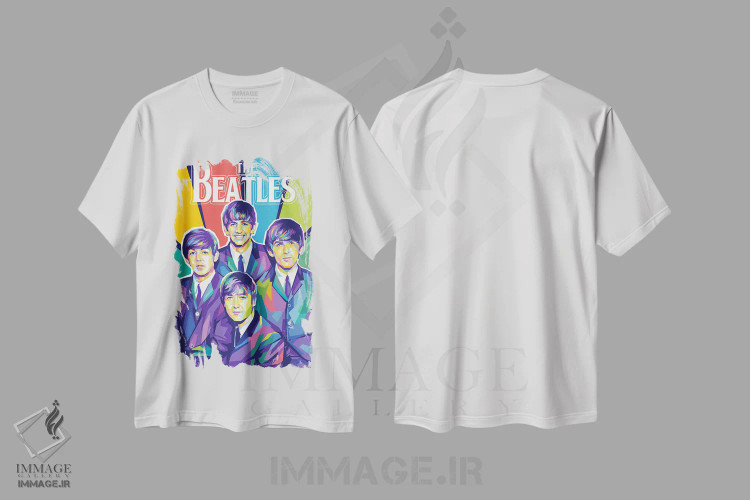 تیشرت سفید طرح دار بیتلز ۱، هنر دیجیتال اثر دایات بانگای | immage.ir