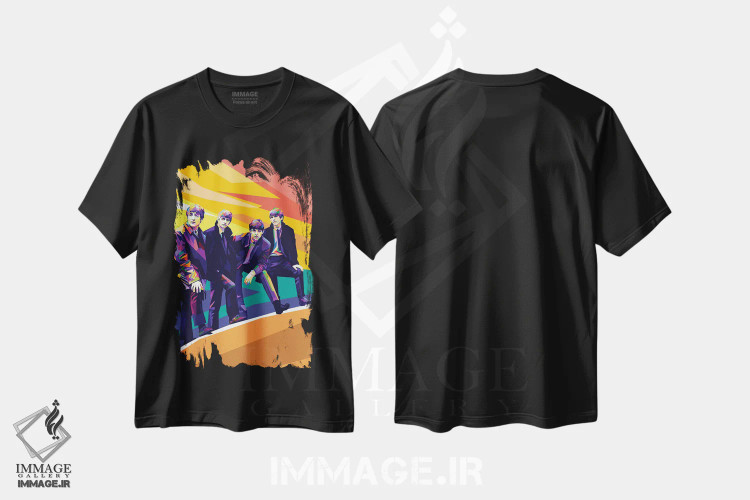 تیشرت مشکی طرح دار بیتلز ۳، هنر دیجیتال اثر دایات بانگای | فروشگاه ایماژ