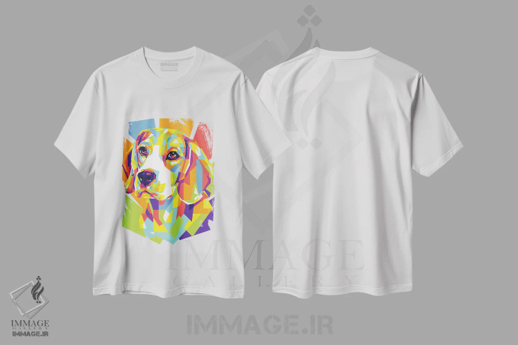 تیشرت سفید طرح دار بیگل، هنر دیجیتال اثر دایات بانگای | فروشگاه ایماژ
