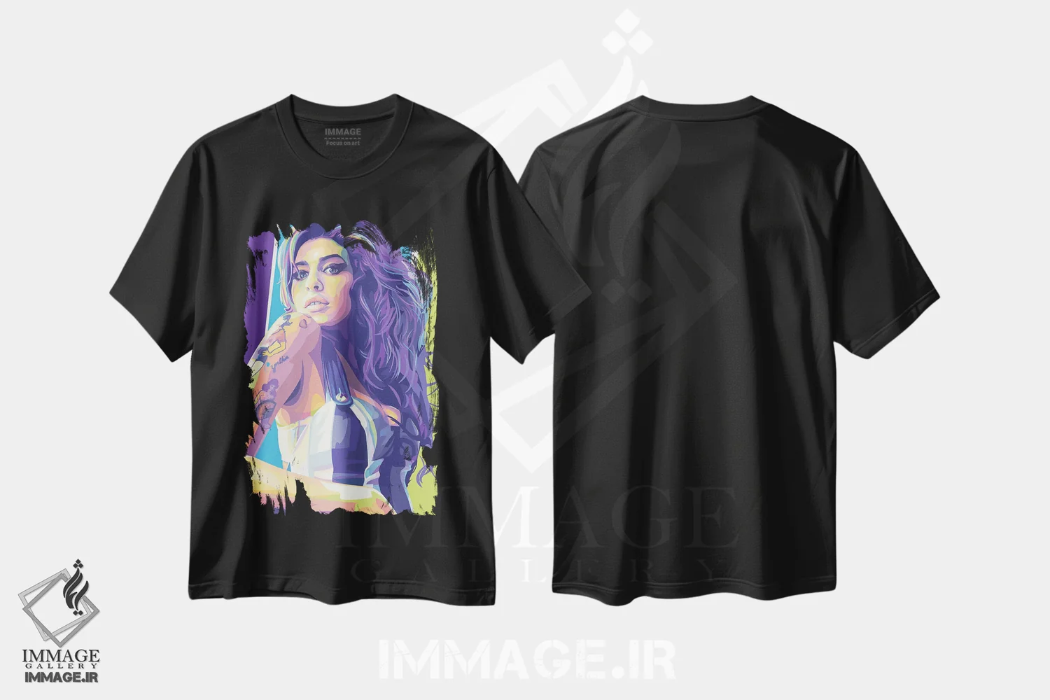 تیشرت مشکی طرح دار ایمی واینهاوس، هنر دیجیتال اثر دایات بانگای | فروشگاه ایماژ