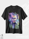 تیشرت مشکی طرح دار هیث لجر در نقش جوکر، هنر دیجیتال اثر دایات بانگای | فروشگاه ایماژ