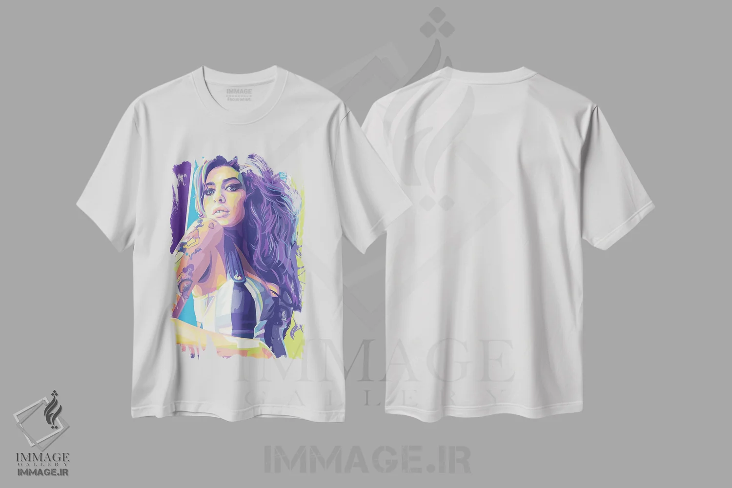 تیشرت سفید طرح دار ایمی واینهاوس، هنر دیجیتال اثر دایات بانگای | immage.ir