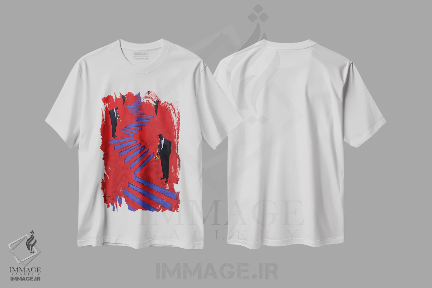 تیشرت سفید طرح دار عروج، هنر آمریکایی آفریقایی تبار اثر دارل دنیلز | فروشگاه ایماژ