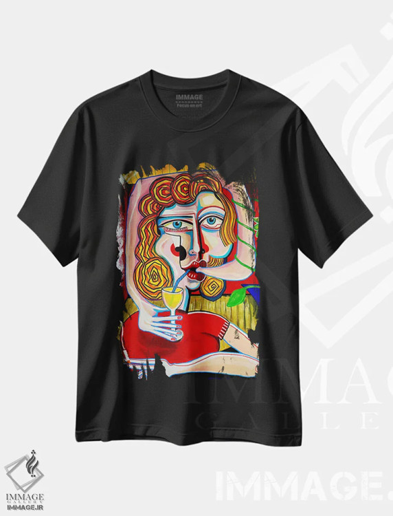 تیشرت مشکی طرح دار رها شده، هنر فاخر کلاسیک اثر دیلان گیِل | فروشگاه ایماژ