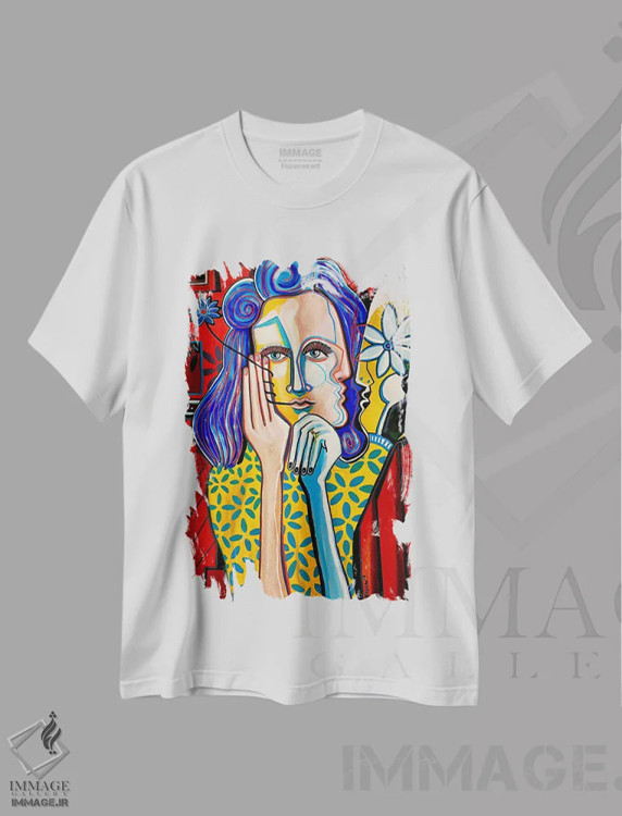 تیشرت سفید طرح دار شایعات طنین انداز، هنر فاخر کلاسیک اثر دیلان گیِل | immage.ir