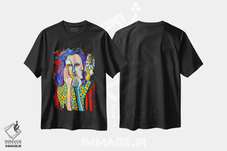تیشرت مشکی طرح دار شایعات طنین انداز، هنر فاخر کلاسیک اثر دیلان گیِل | فروشگاه ایماژ