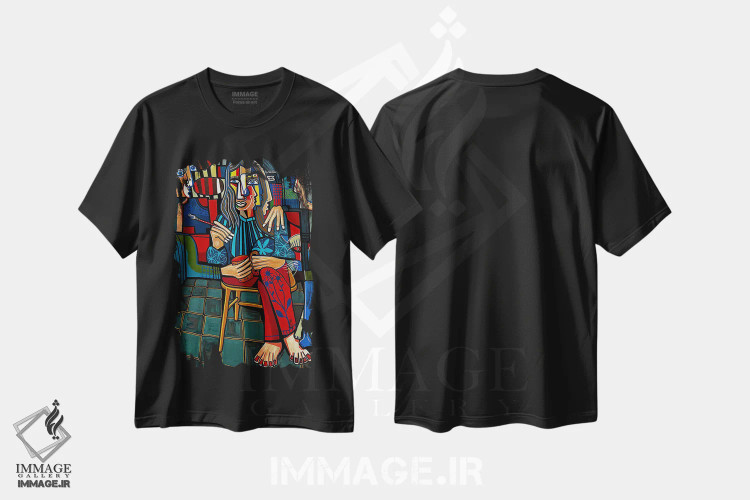 تیشرت مشکی طرح دار پژواک های دیروز، هنر فاخر کلاسیک اثر دیلان گیِل | immage.ir