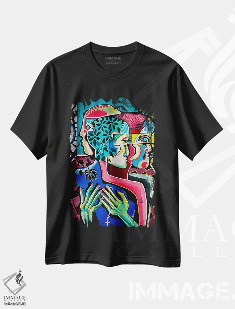 تیشرت مشکی طرح دار اندوه، هنر فاخر کلاسیک اثر دیلان گیِل | فروشگاه ایماژ