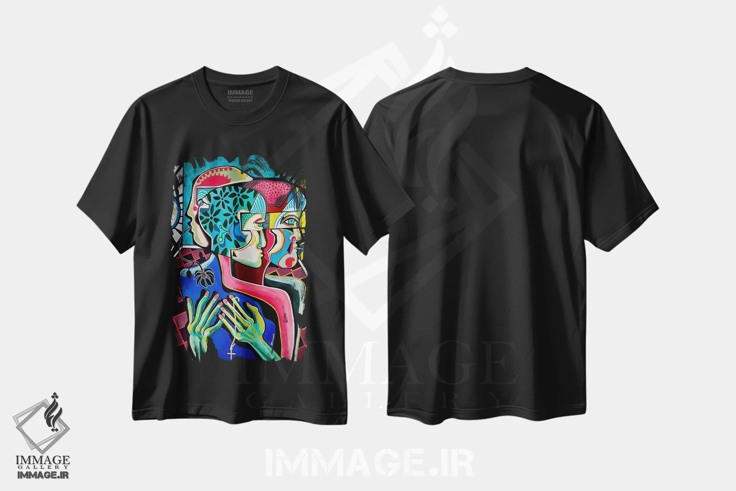 تیشرت مشکی طرح دار اندوه، هنر فاخر کلاسیک اثر دیلان گیِل | فروشگاه ایماژ