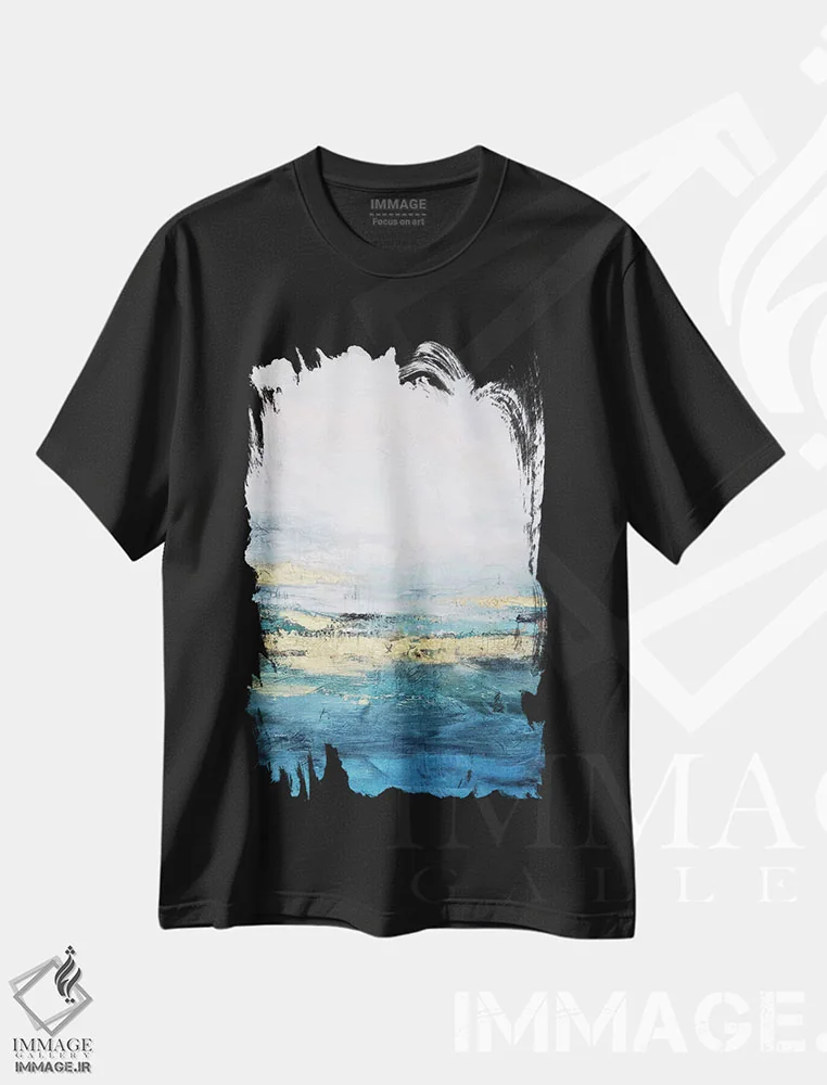 تیشرت مشکی طرح دار افق طلایی اثر رادیانا کریستوا | immage.ir