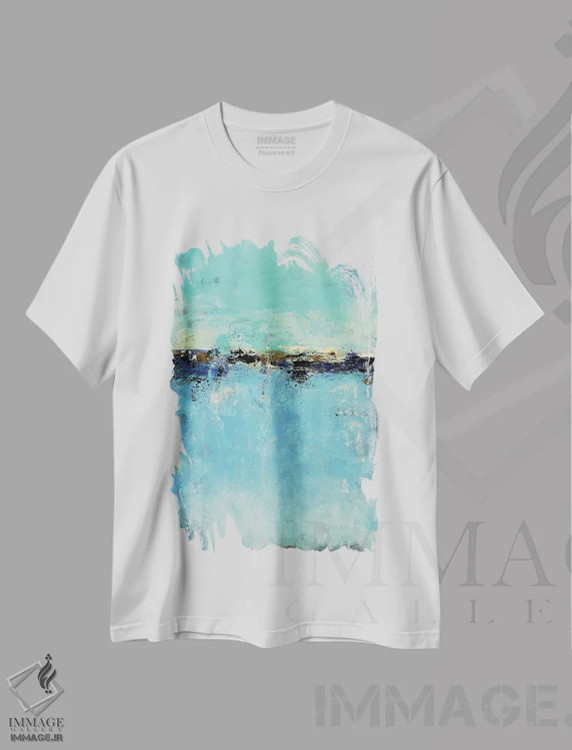 تیشرت سفید طرح دار طبیعت بی جان دریایی抽象 نهم، آبستره اثر رادیانا کریستوا | immage.ir