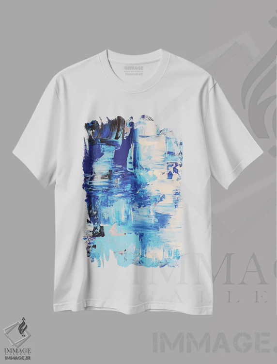 تیشرت سفید طرح دار 抽س ن آبی یک اثر رادیانا کریستوا | فروشگاه ایماژ