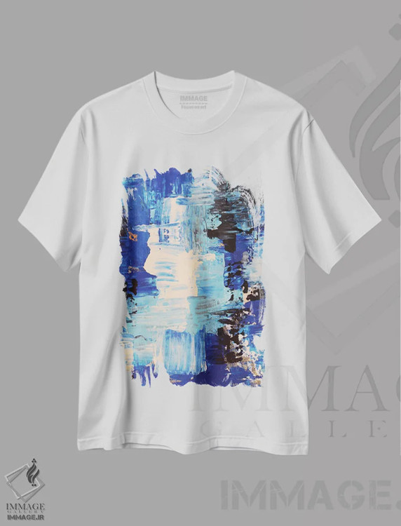 تیشرت سفید طرح دار 抽س ن آبی دو اثر رادیانا کریستوا | فروشگاه ایماژ